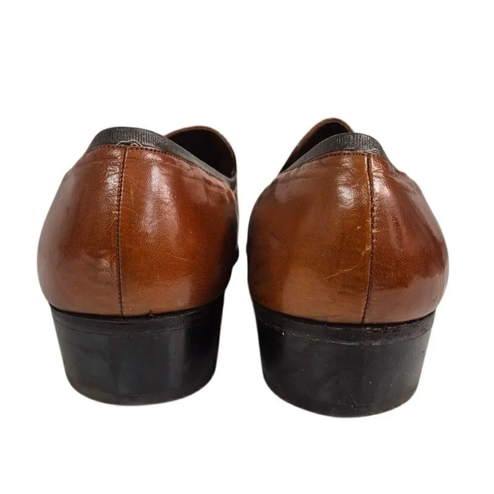 VTG Florsheim Designer Collection Cognac Brown Leather Wingtip Loafers Mens 11.5